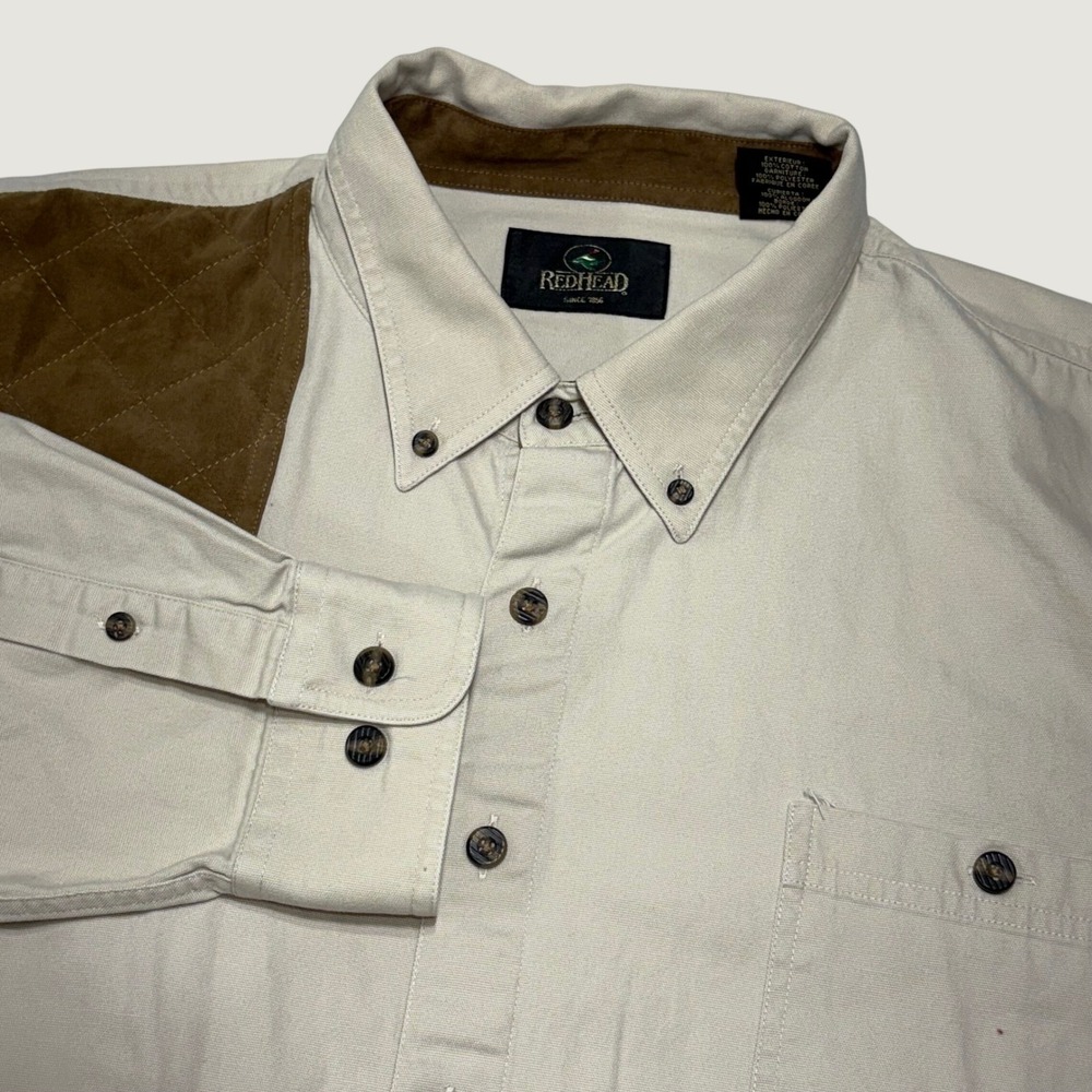 RedHead Shooting Shirt Mens 2XLT Tan Quilted Recoil Pad Elbow Patch Canvas Shirt
